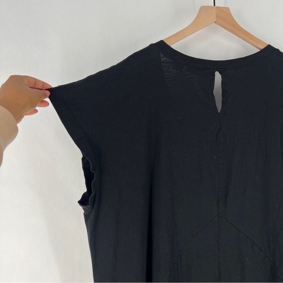 Zim & Zoe Black 100% Cotton V Neck Lounge Dress Pockets Keyhole‎ Lagenlook - Picture 12 of 15